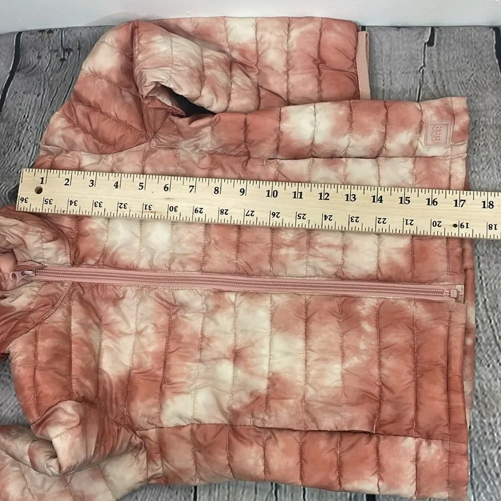 Gap Kids 100% Recycled Polyester Cold Control Puffer Jacket Pink Tie Dye size XS